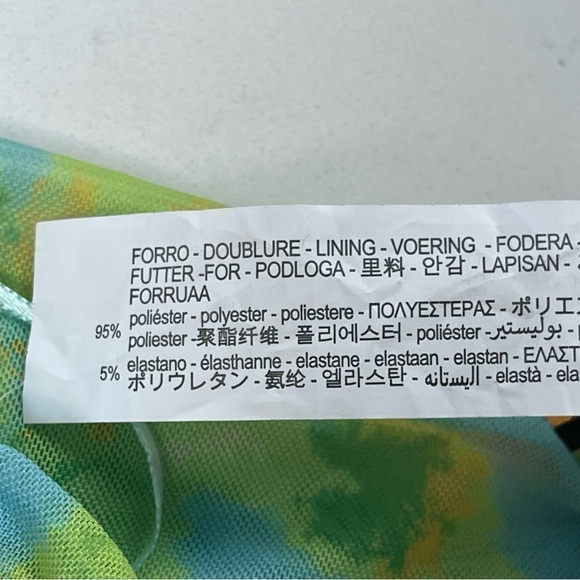 ZARA - TULLE MESH CORSET FLORAL CROPPED TOP green yellow blue neon Sz Large - Picture 7 of 12